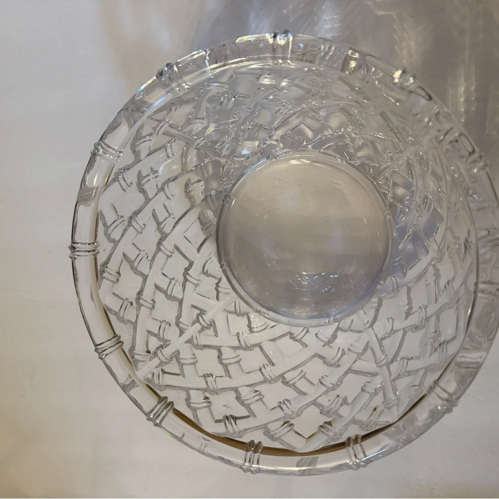 TIFFANY & CO. BOWL CRYSTAL 9” BAMBOO LATTICE SIGNED DISCONTINUED VINTAGE
